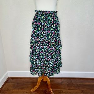 NWT Ann Taylor Tiered Midi Skirt Floral Size XS
